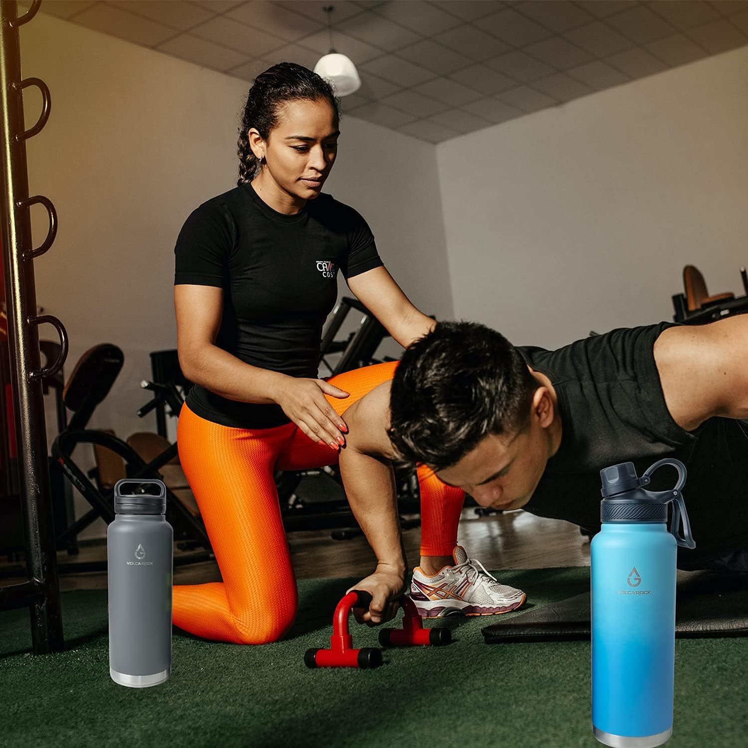 VOLCAROCK Insulated Sports Water Bottle - 40/64 Oz Hydro Vacuum Insulated Flask, BPA Free Double Wall Stainless Steel Water Bottle for Cold Hot Beverages, Durable Leakproof and Dishwasher Safe : Home & Kitchen