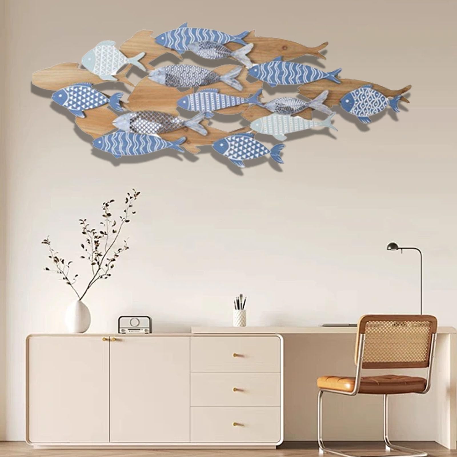 魚　陶器製　壁飾り 手作り陶器の魚型壁掛け飾り：ホームデコレーション、手作り陶器