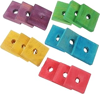 50 Pieces Mixed Color Parrot Wood Chip DIY Safe Bird Bite for Cockatiels Parakeets and Small Parrots Educational Chewing and Playing Activity Blocks for Bird Skill Development