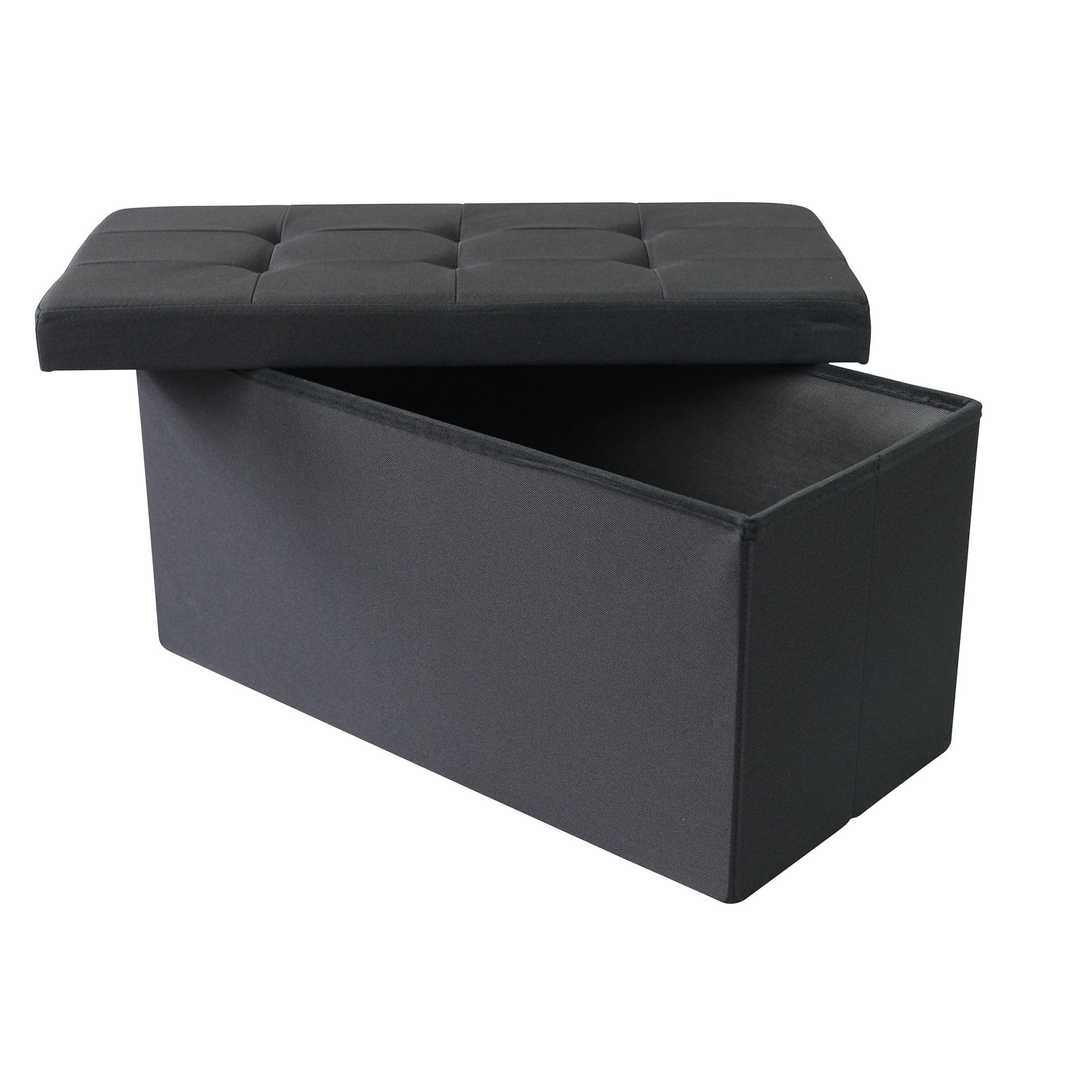 milani home - pouf contenitore rettangolare, tessuto, seduta contenitore poggiapiedi, nero, 76 x 38 x 38 cm