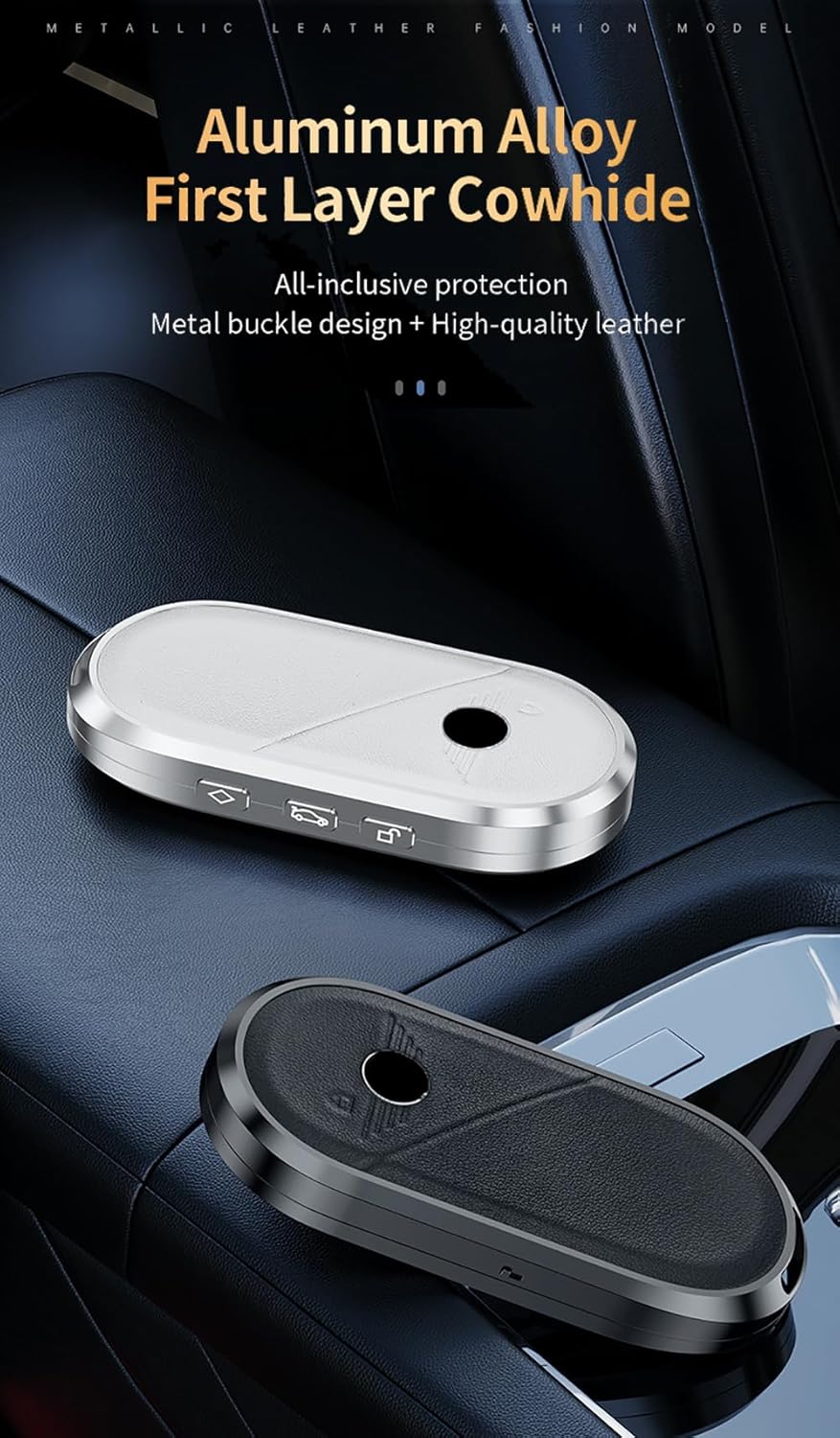 ontto Car Key Shell Fit for Mini Countryman Cooper One Aceman U25 J01 J05 F65 F66 2024 2025 Car Accesories,Leather Key Fob Holder No Screws Needed Key Case,White