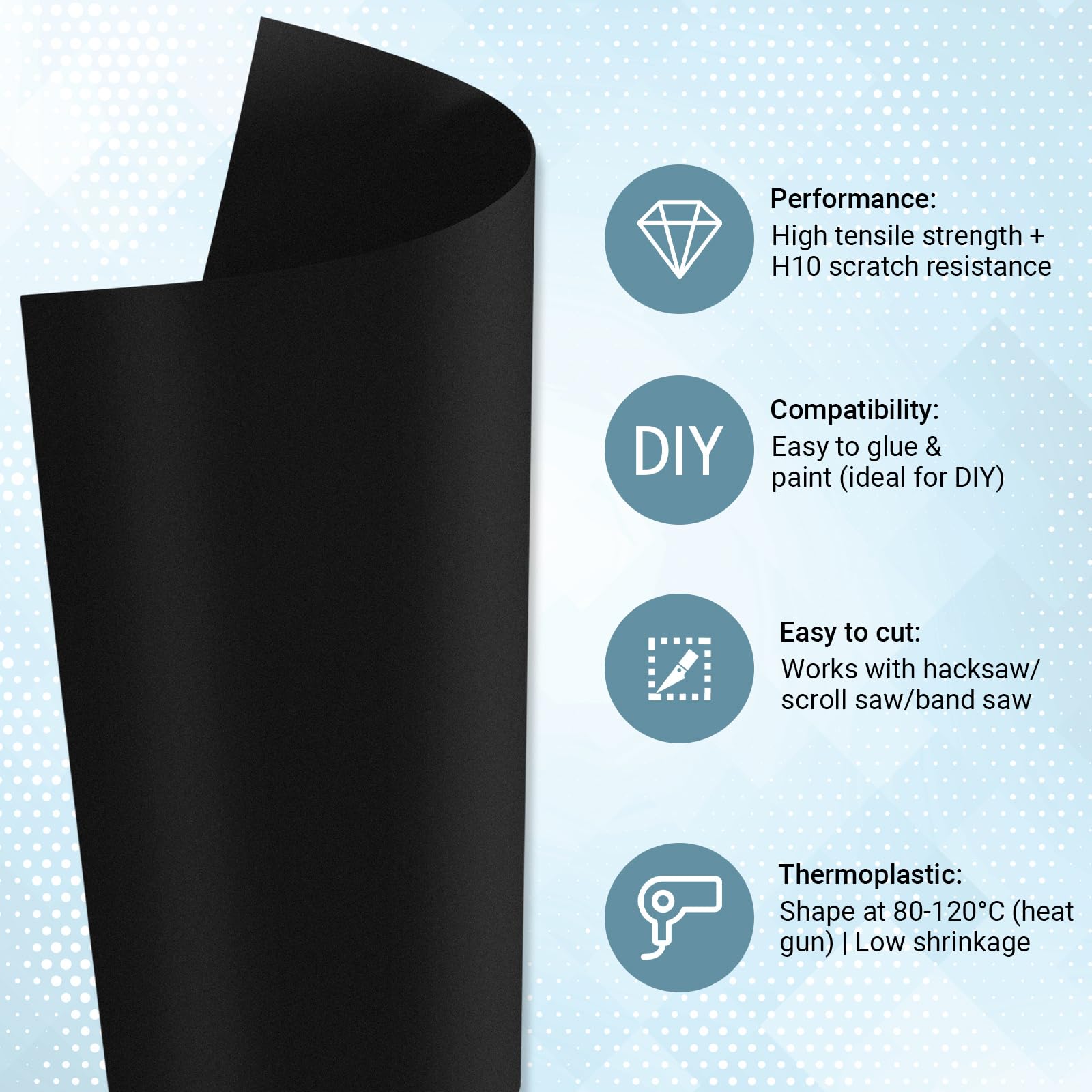 Black Plastic Sheet Roll - 16x96in, 0.8mm Thick -3