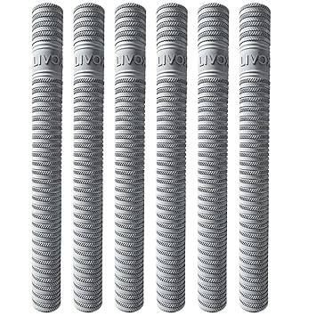LIVOX® First Quality Silver Ring Texture Cricket Bat Grips for very Good Comfort. Extra Tacky (Silver, Pack of 6)