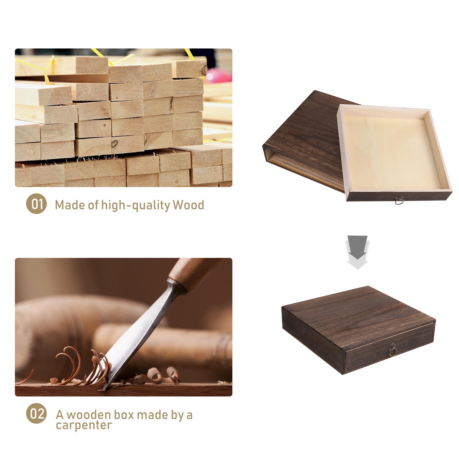 Organizer per cassetti in legno massello, 25,5 x 24,5 x 6 cm, elegante soluzione di archiviazione a forma di cactus per scrivania di casa e ufficio, accessorio da scrivania funzionale ed elegante
