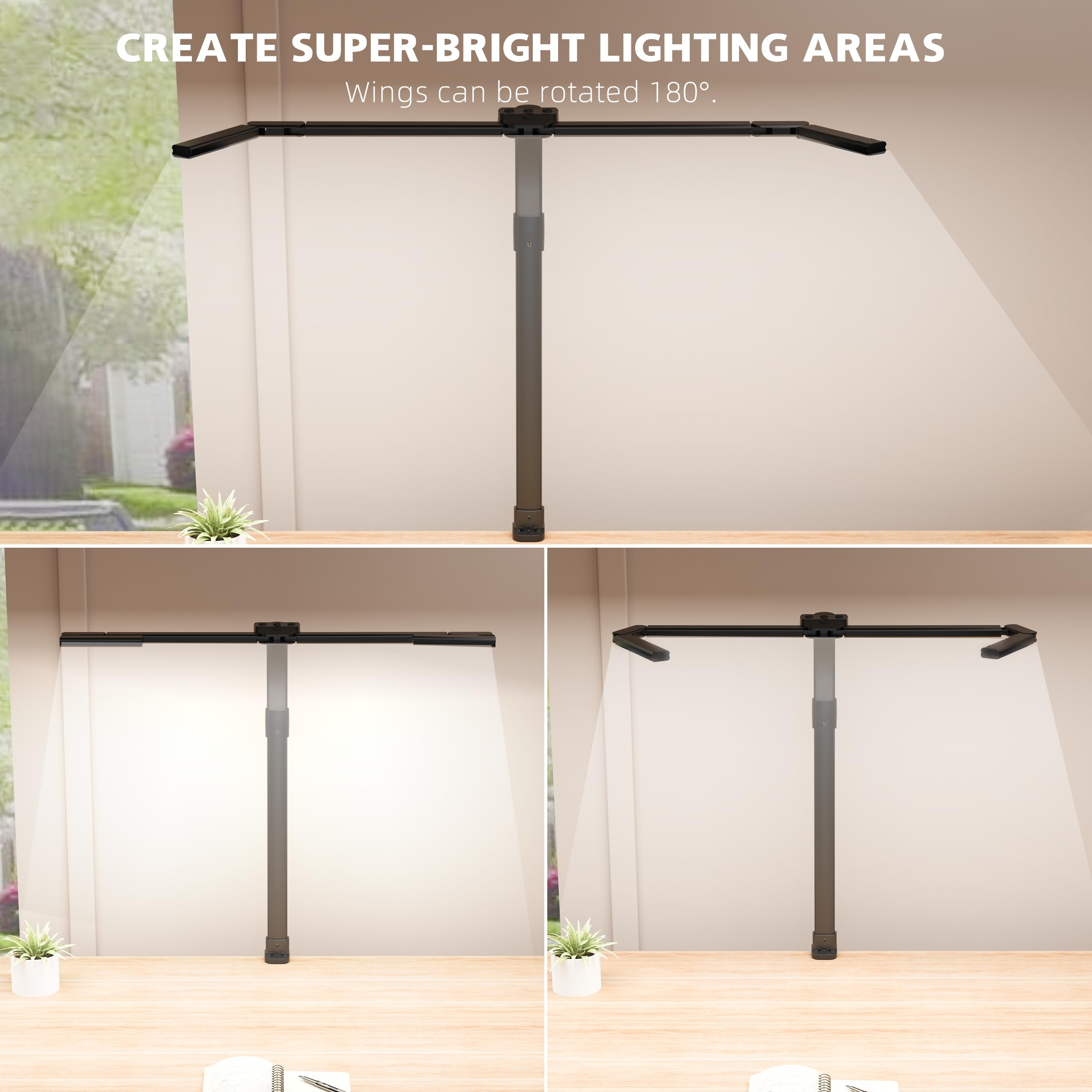 GAEFURY Lampada da tavolo a LED da 24 W, super luminosa, dimmerabile, per casa e ufficio, con luce ambientale