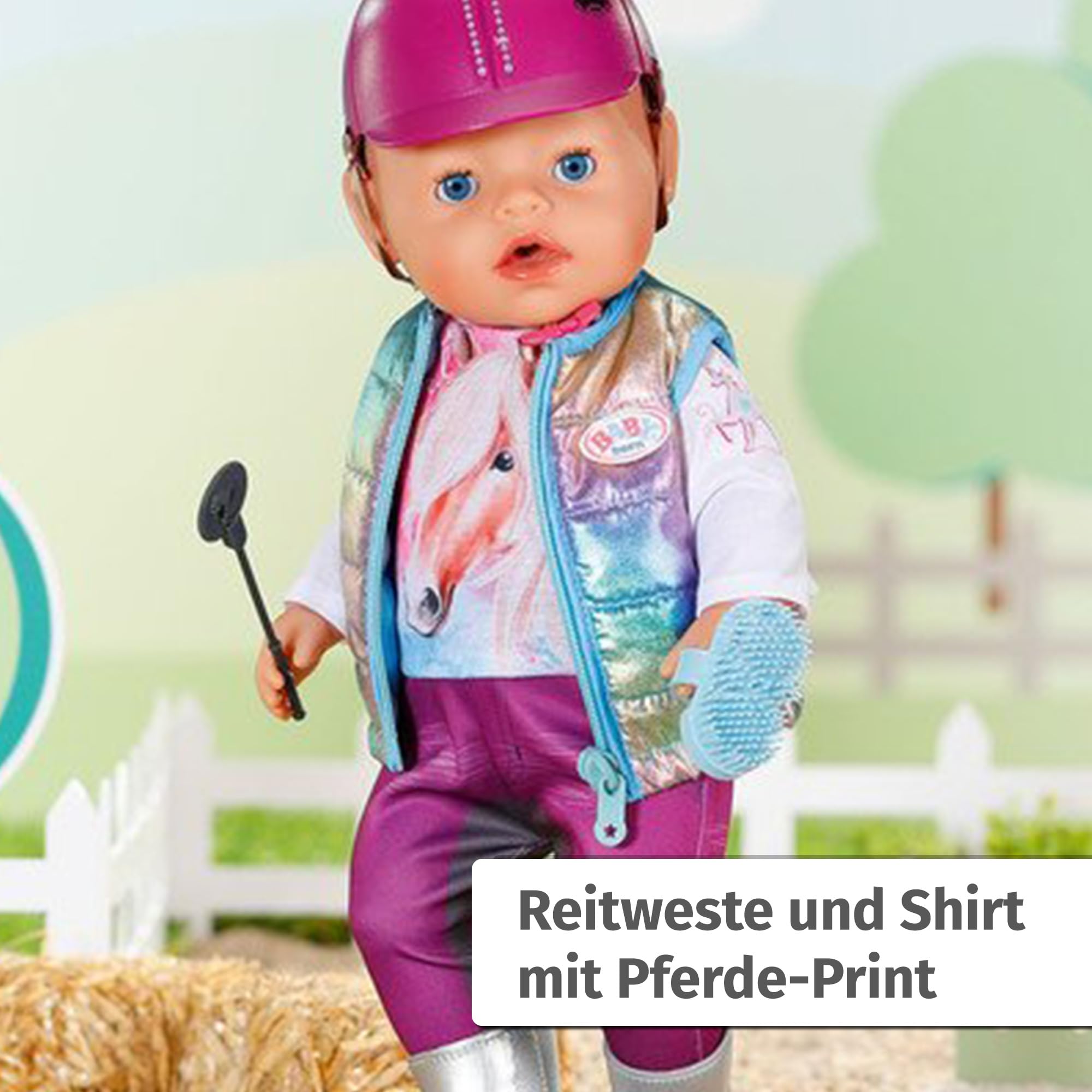BABY born Deluxe Reiter-Outfit mit Hose, Stiefeln und Helm für 43 cm Puppen, 836194 Zapf Creation