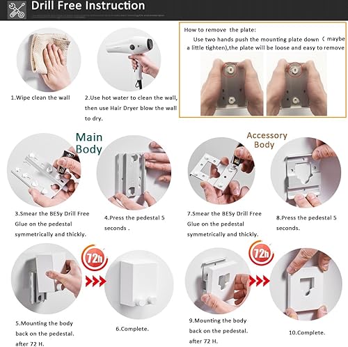 Miniatura 5 de BESy Esparcidor retráctil para secadora de ropa con funda ABS + secadora de aluminio con cordón trenzado ajustable, estilo hotel, método