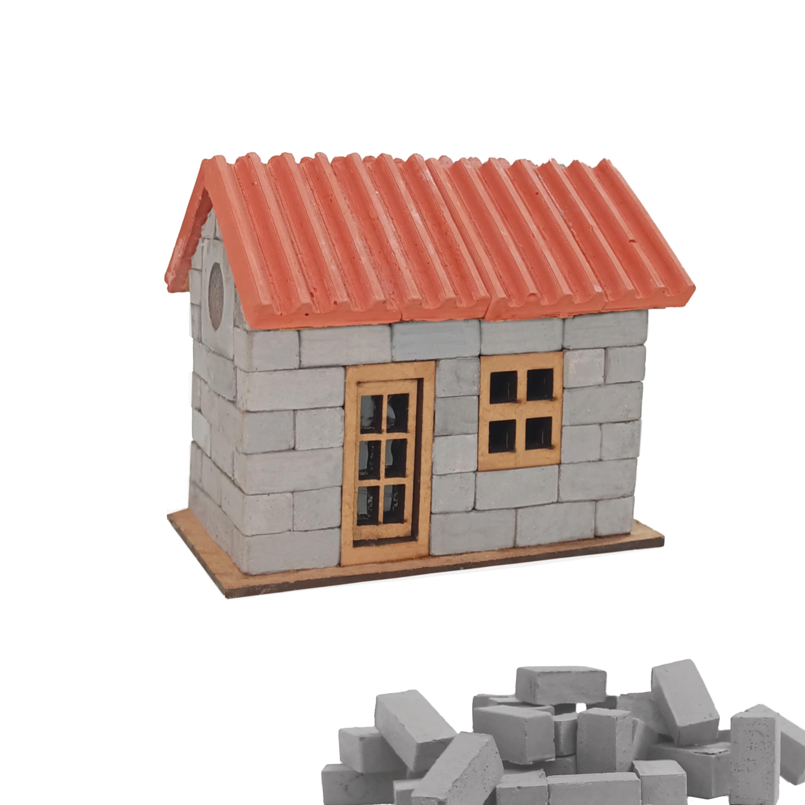 Little Sparrow Little Hut DIY Construction Set – Mini Bricks, Educational Building Kit for Kids & Adults, Miniature House Model for School & DIY Projects | Grey-image-43