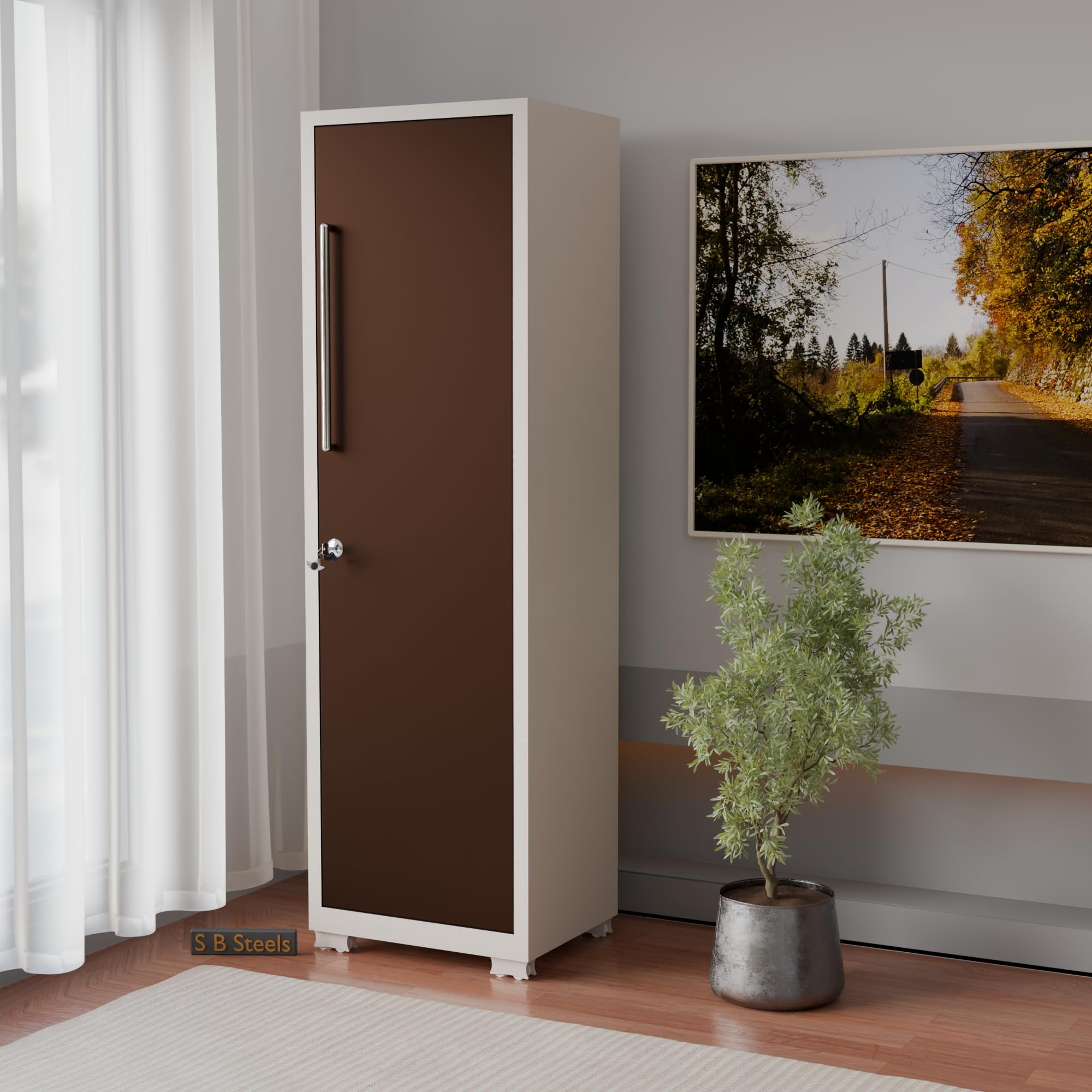 S B Steels Steel Storage Cabinet Almirah with Glass Door, 72x21x17 inch, Grey, 4 Shelves with 2 Drawers, Modern Design Metal Iron almirah (White or Brown, White Or Brown)-image-30