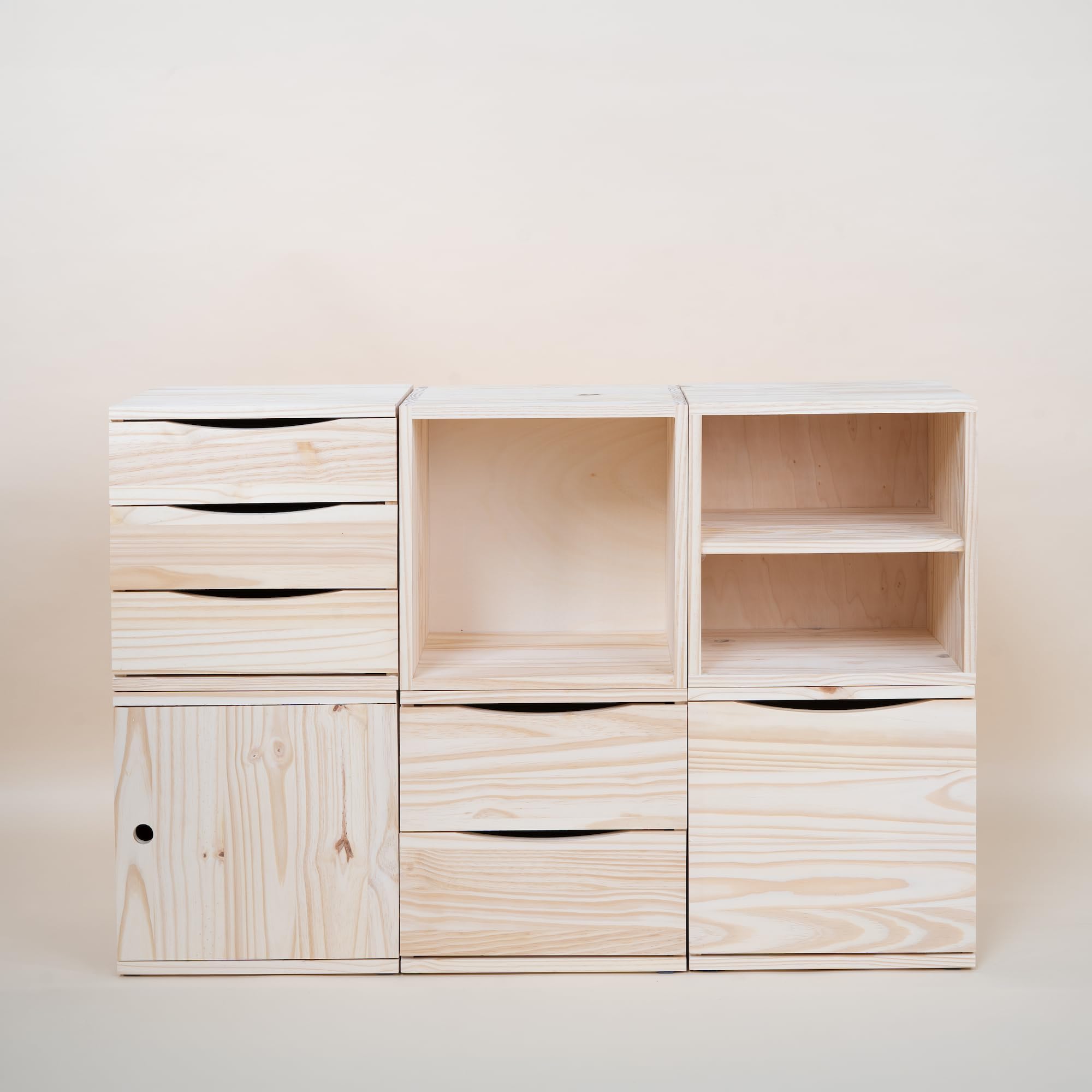 Regalwürfel "Modulable" | Kiefer Massiv | Verschiedene Ausführungen | Würfelmodul aus Vollholz | Korpus Kiefernholz | Holzmöbel | Organisation (Modul 2)