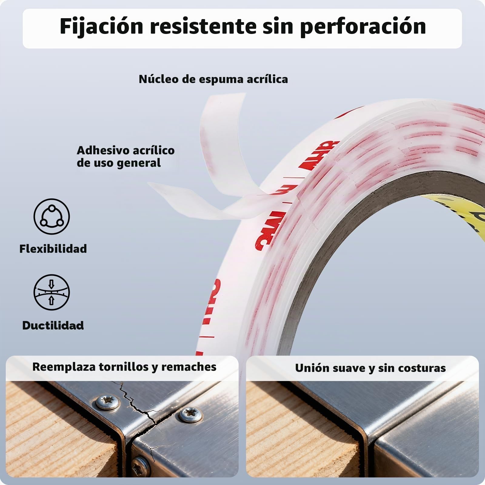 3M Cinta Adhesiva de Doble Cara Para Montaje 25 mm x 4,7 m Blanco 1 Rollo | 1,1 mm de Grosor, Espuma Resistente Extrafuerte, para Decoración De Coches Hogar y Oficina