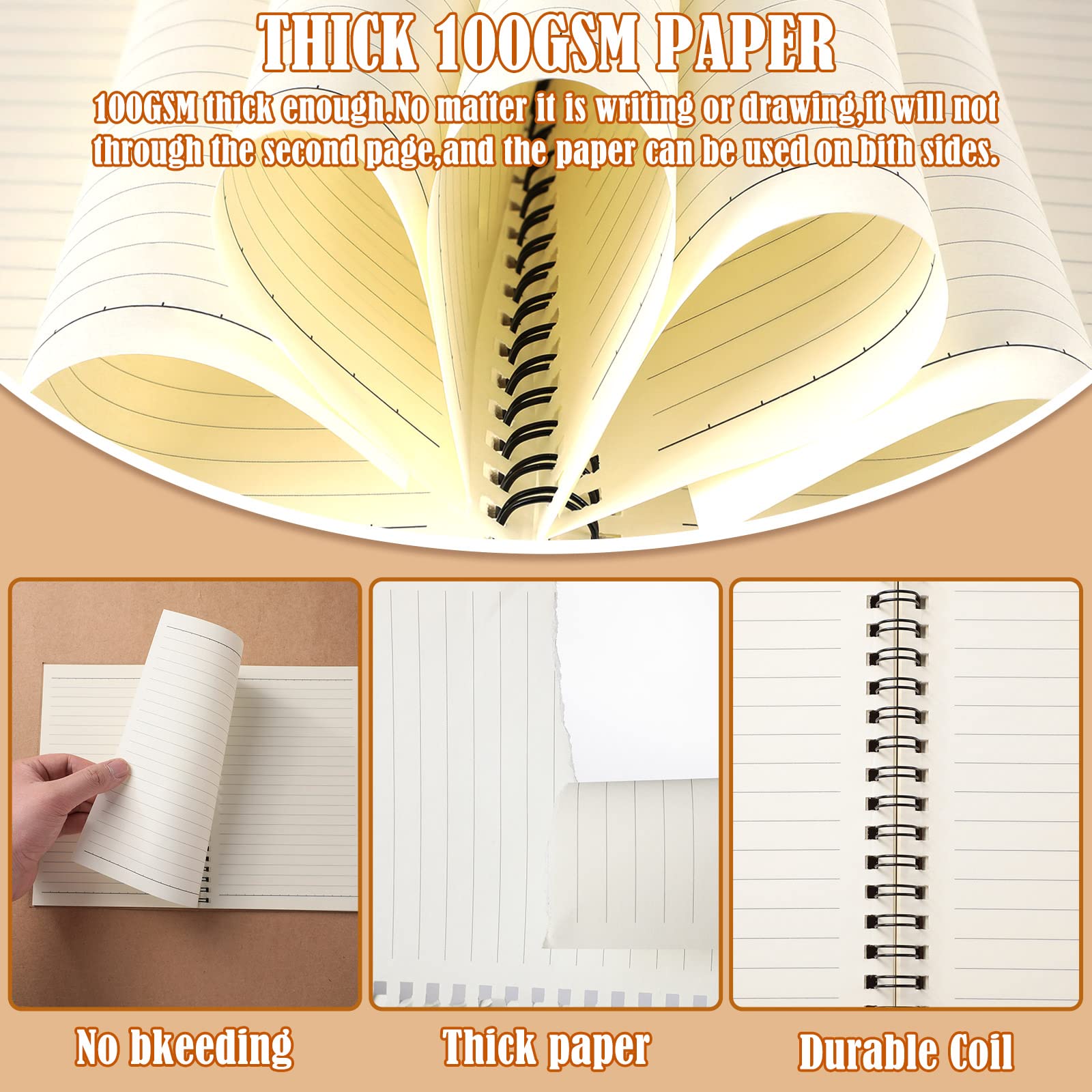 36 Packungen A5 Spiralnotizbuch, Hardcover, liniert, weicher Einband, SpiralTagebuch, College, Schreibthema, liniert, Notizbuch, 5,5 x 8,3 Zoll, 50 Blatt, 100 Seiten, liniertes Papier für Büro,