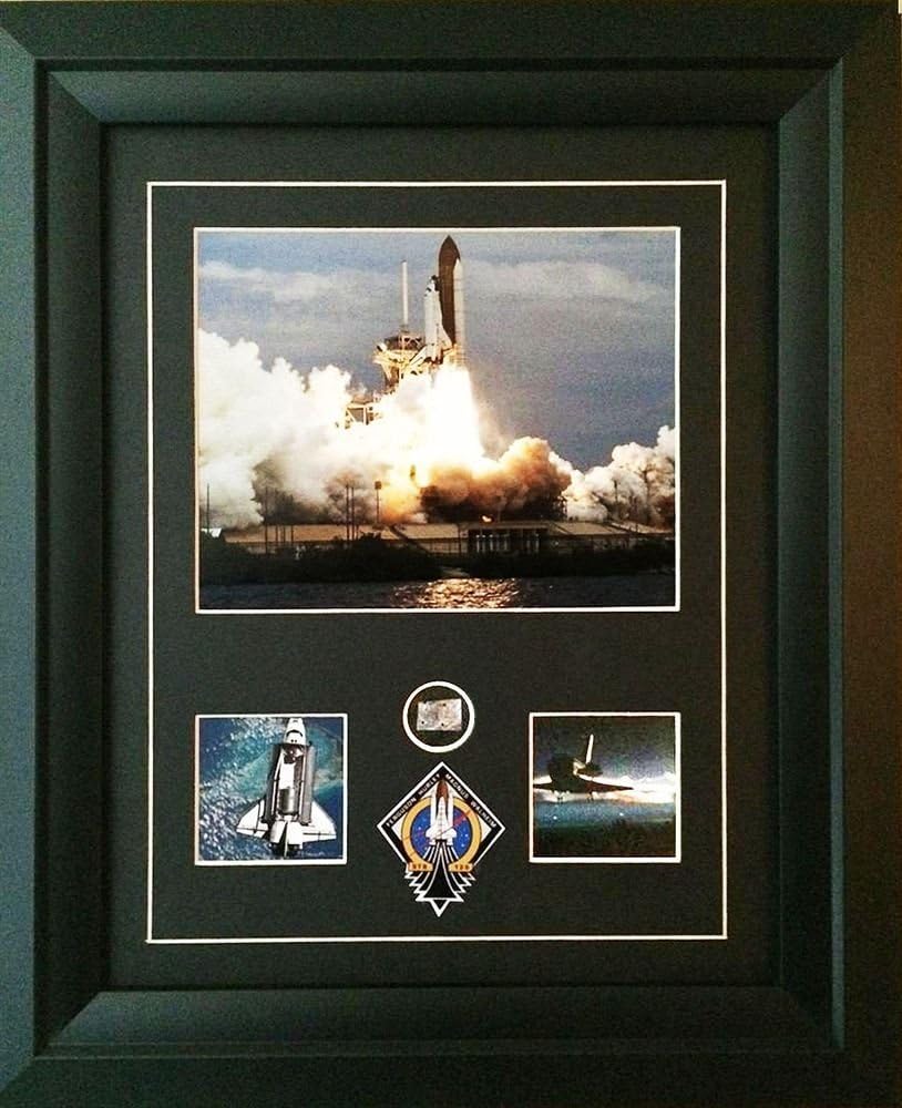 CENTURY CONCEPT Atlantis Space Shuttle Historic Framed Print and Relic Wall Decor for Collectors | Includes Space Shuttle Fragment, Signature and Certificate of Authenticity