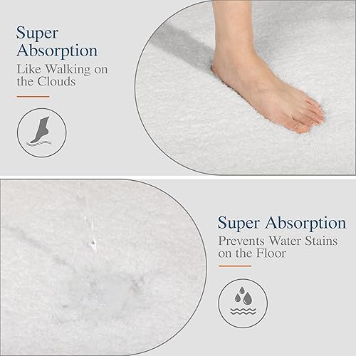Miniatura 3 de Walensee - Tapete de baño antideslizante, absorbe el agua, de microfibra suave, peluda, lavable a máquina, para regadera, 24 x 36 pulgadas, marfil