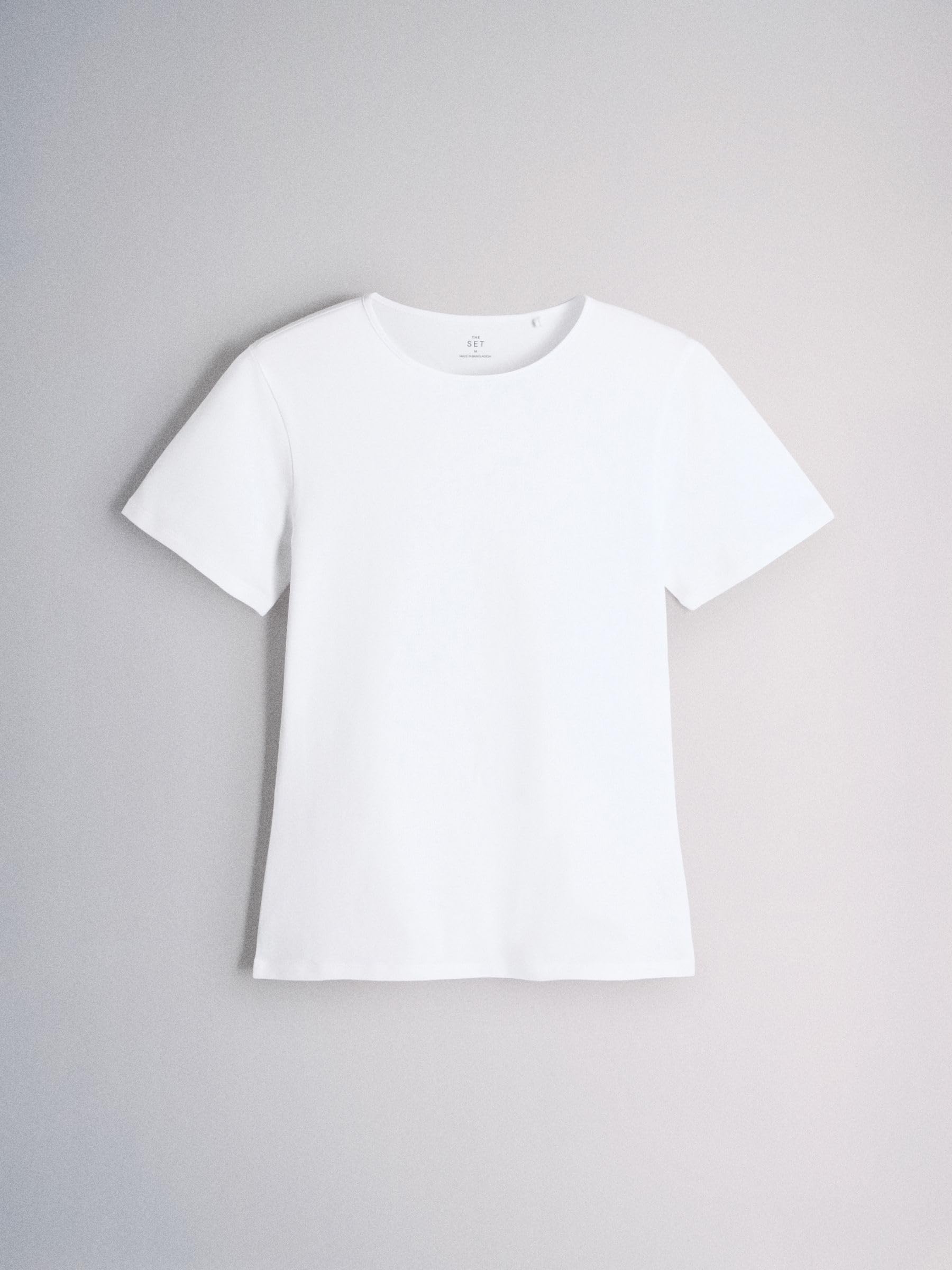 THE SET Damen kurzärmelige, körpernahe T-Shirts mit Rundhalsausschnitt