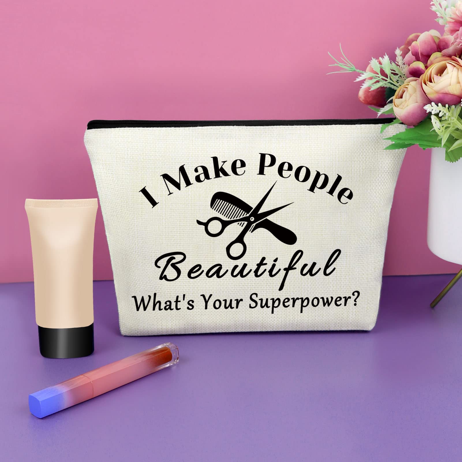 Sazuwu Hairdresser Gifts for Women Makeup Bag Presents for Hair Stylists Hair Dresser Gifts for Salon Cosmetic Bag Cosmetology Graduation Christmas Birthday Present for Her Travel Pouch