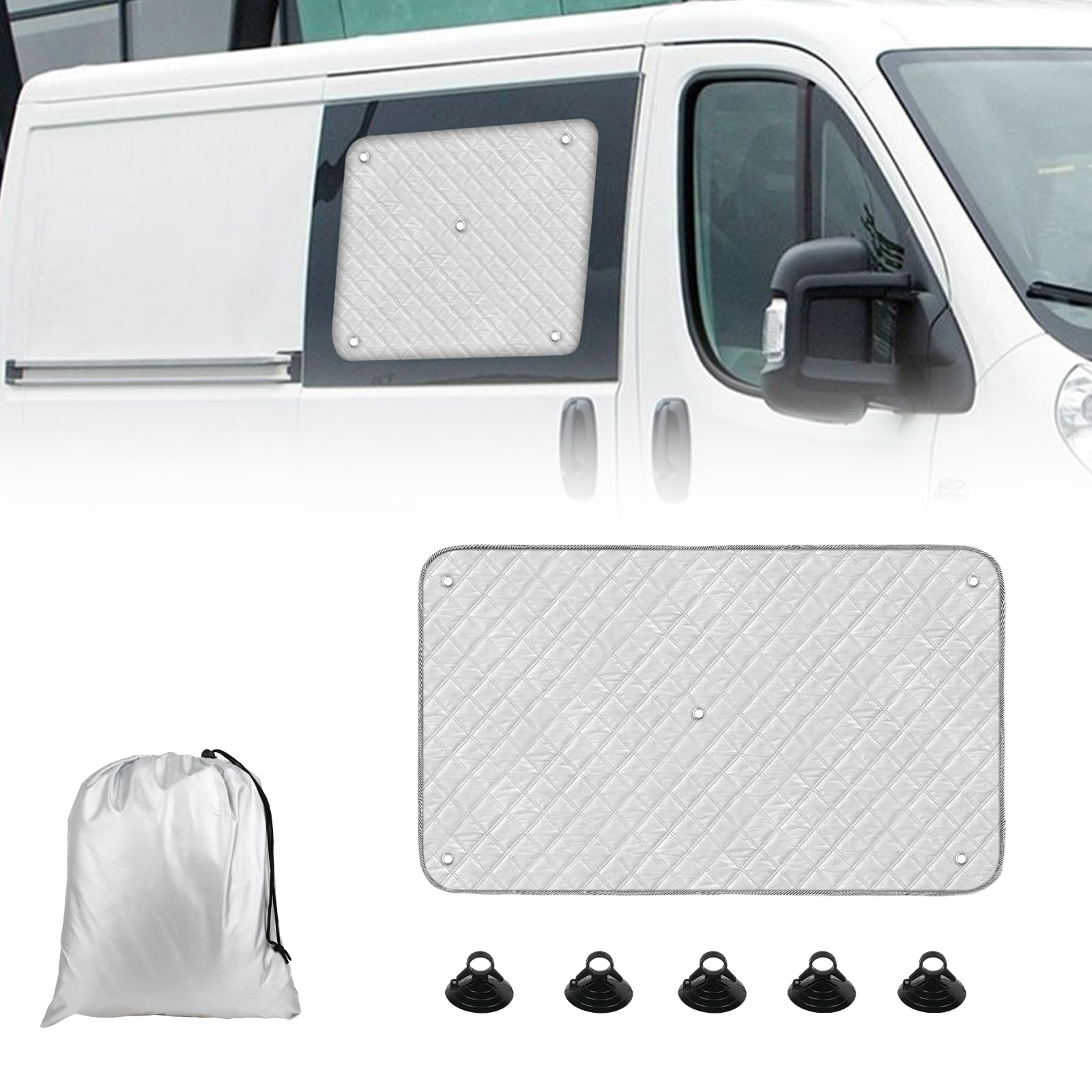 Pare-Soleil pour Pare-Brise Compatible avec Fiat Ducato 2006-2025, Pare-Soleil pour Vitres Latérales de Portes Coulissantes