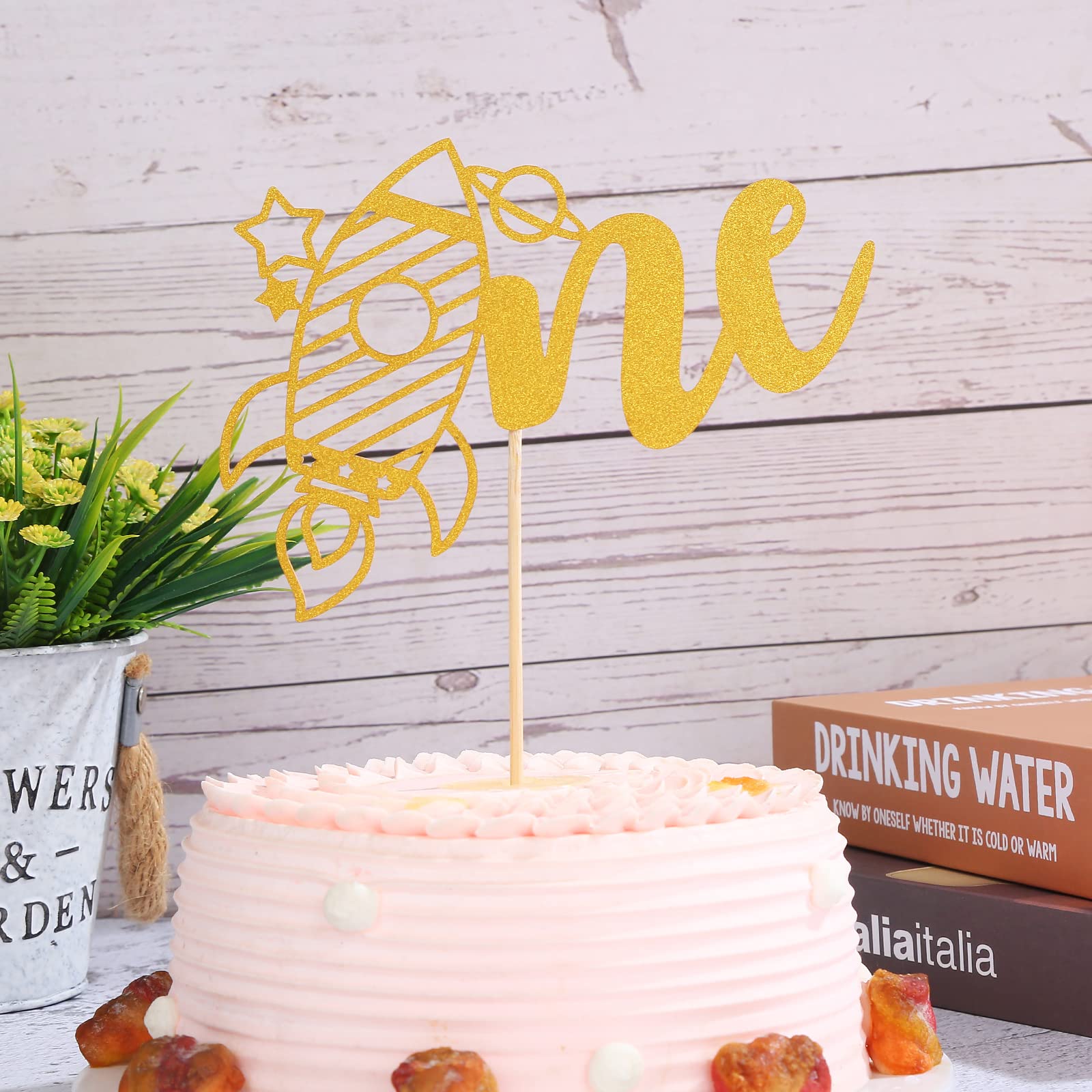 Topper Per Torta Rocket Spaziale - Decorazione Glitterata Argento Per 1° Compleanno, Tema Celestiale - Foto 9