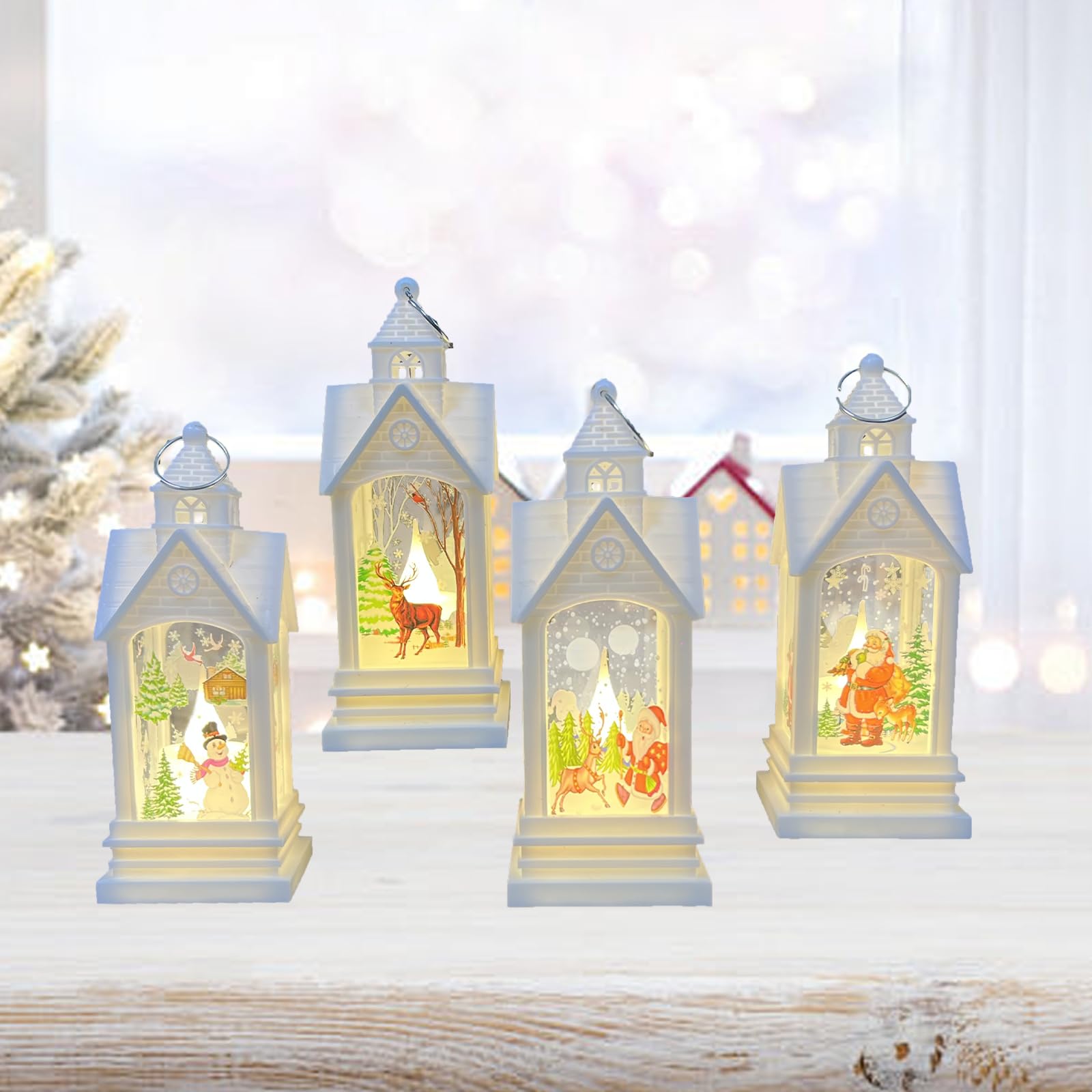 Lanterna Decorativa LED Di Natale – Candela Con Timer, 14 Cm, Con Pupazzo Di Neve O Babbo Natale, A Batteria, Per Tavolo O Appendere