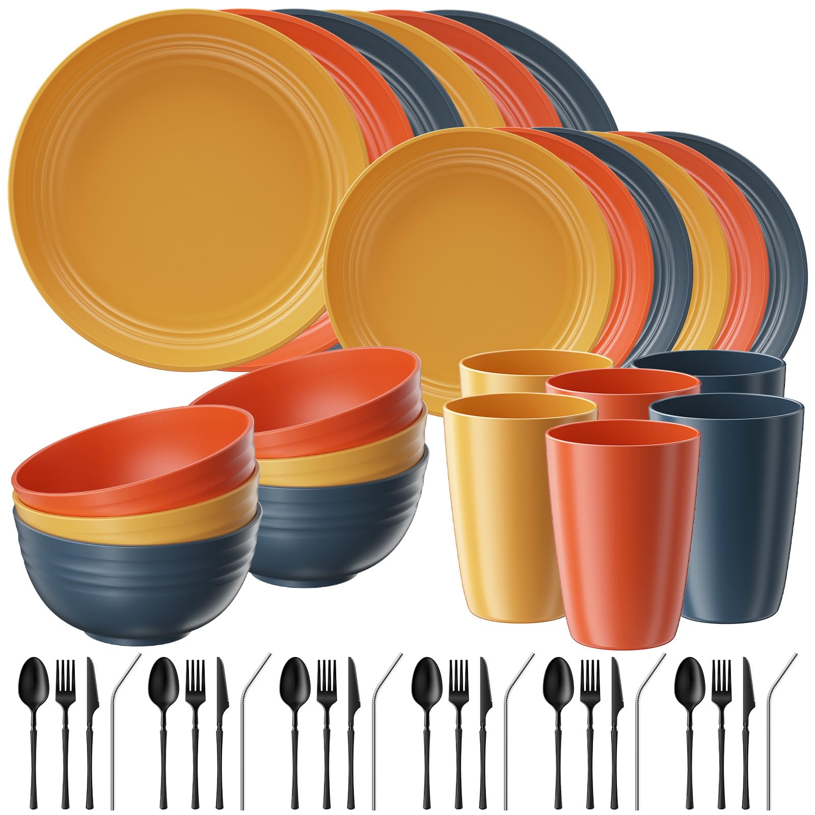 Quatish 64 Piece Dinnerware Set - Camping & Outdoors -20