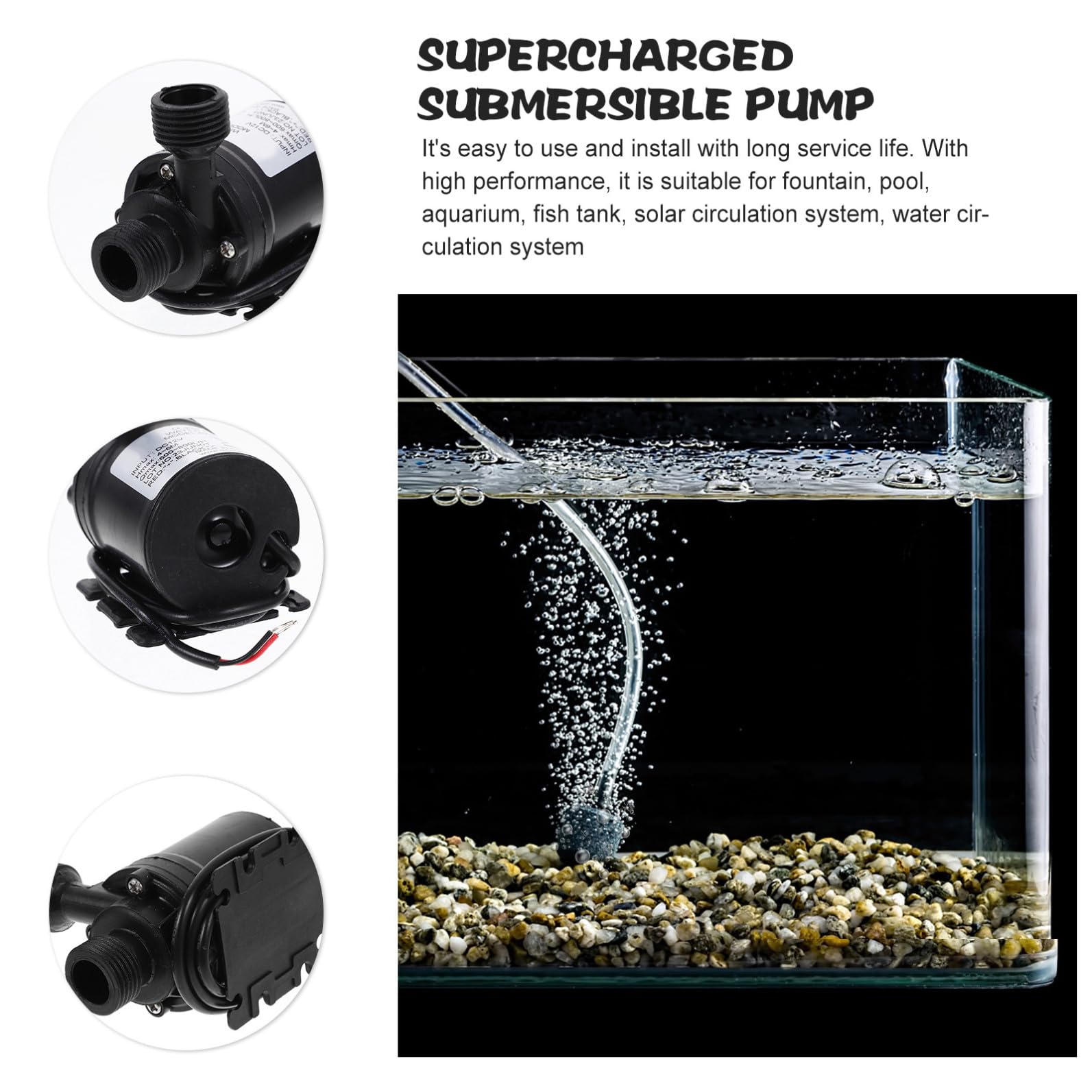Happyyami Mini Bomba de Agua Sumergible sin Escobillas 12 V Dc, 2 Piezas, Flujo 800 L/h, Adecuada para Circulación en Acuarios y Fuentes de Jardín