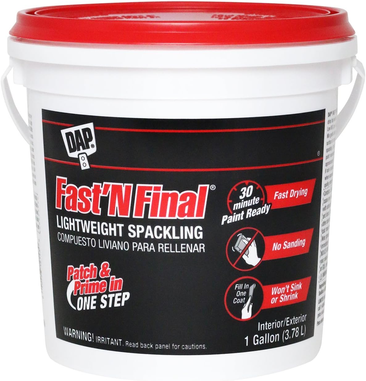 DAP 12143 Fast'N Final, 1gal, white Lightweight Spackling, 1 gal