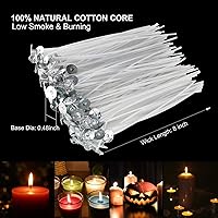 Vista 2 de Mechas para velas, 100 mechas de algodón de 6 pulgadas con 30 calcomanías y 10 herramientas de centrado, kit completo de suministros