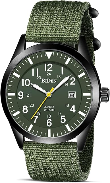 HANPOSH Mens Watches Military Watches for Men Analogue Quartz Waterproof Wrist Watches for Men Date Display Nylon Army Tactical Sports Minimalist Watches