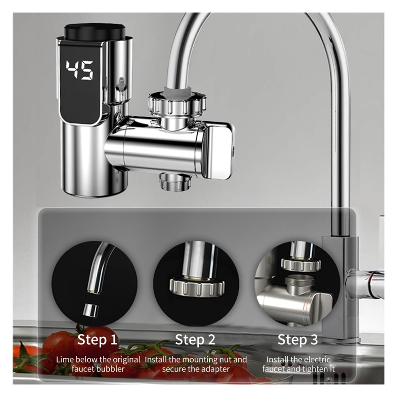 Fudeer, Conector de Grifo Calentamiento Agua eléctrico, Adaptador Caliente instantáneo, instalación Gratuita, Calentador sin Tanque