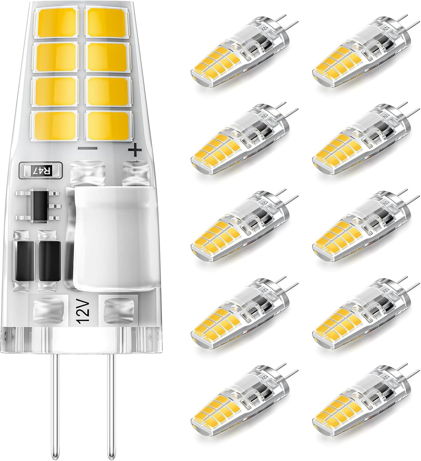 TAIYALOO G4 LED Bulb 3W 300LM 3000K Warm White, AC/DC 12V 20W 30W T3 Halogen Replacement, G4 Bi-Pin Base for Under Cabinet Light, Chandeliers, Landscape Lighting, 10 Pack
