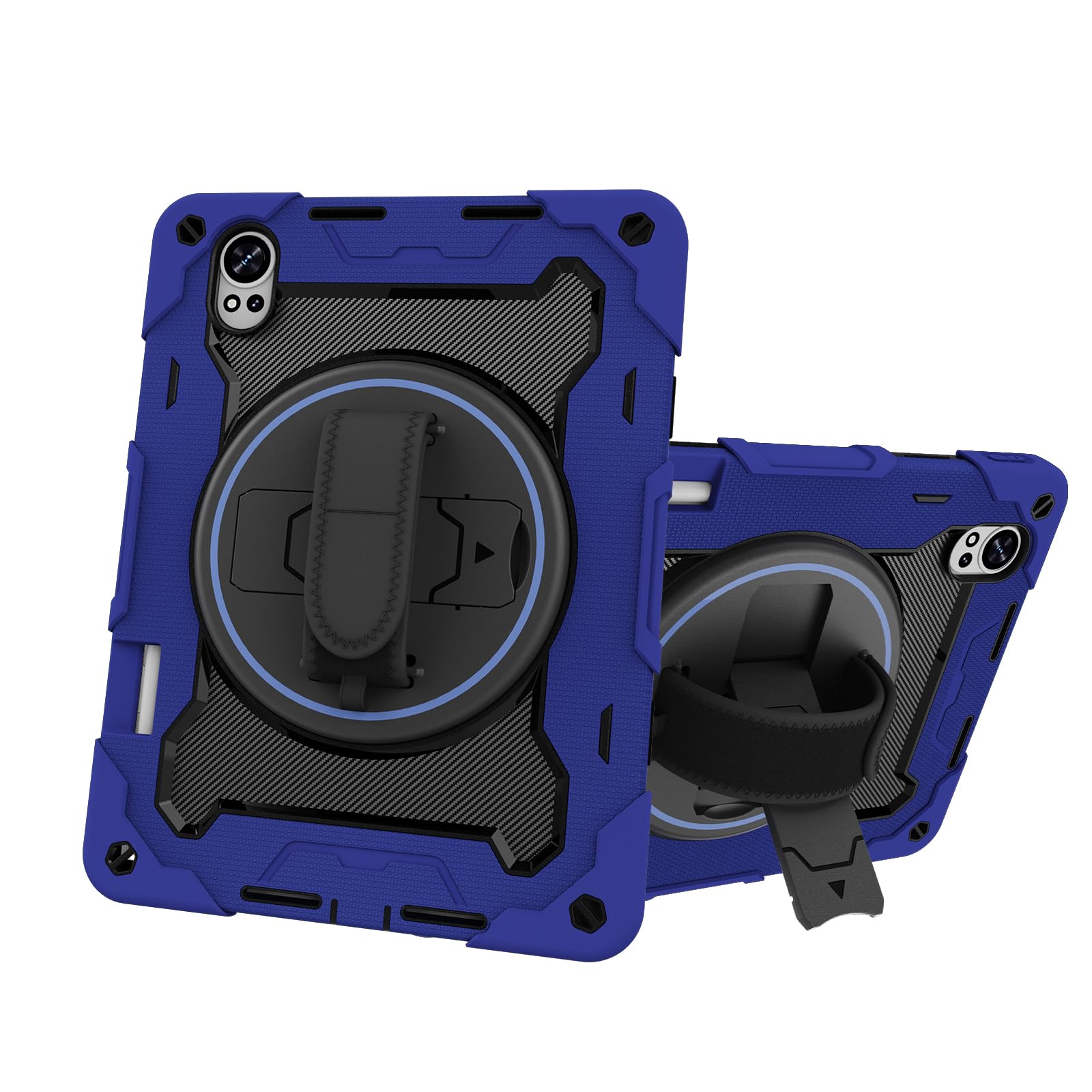 Custodia per tablet Huawei MatePad Air 12" 2024, custodia antiurto in silicone resistente per bambini, con portapenne, tracolla, supporto pieghevole girevole, cinturino da polso