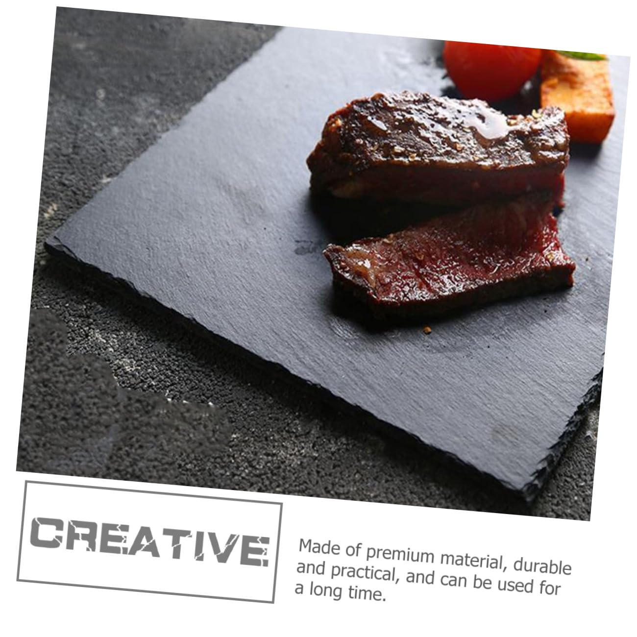 Assiette de Sushis Rectangulaire 4 Pièces en Ardoise Noire Élégante