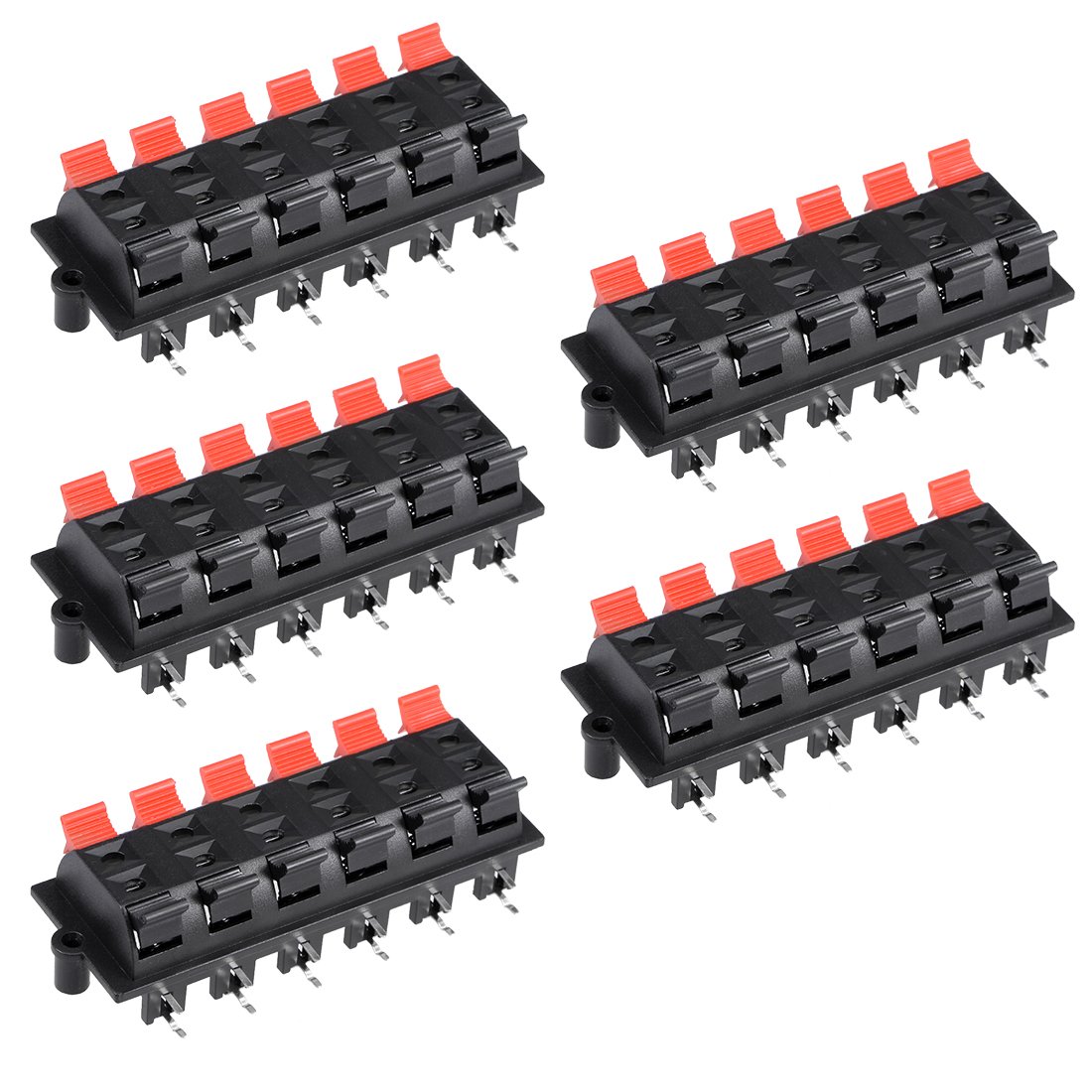uxcell 5pcs 12 Way Jack Socket Spring Push Release Connector Speaker Terminal Strip Block