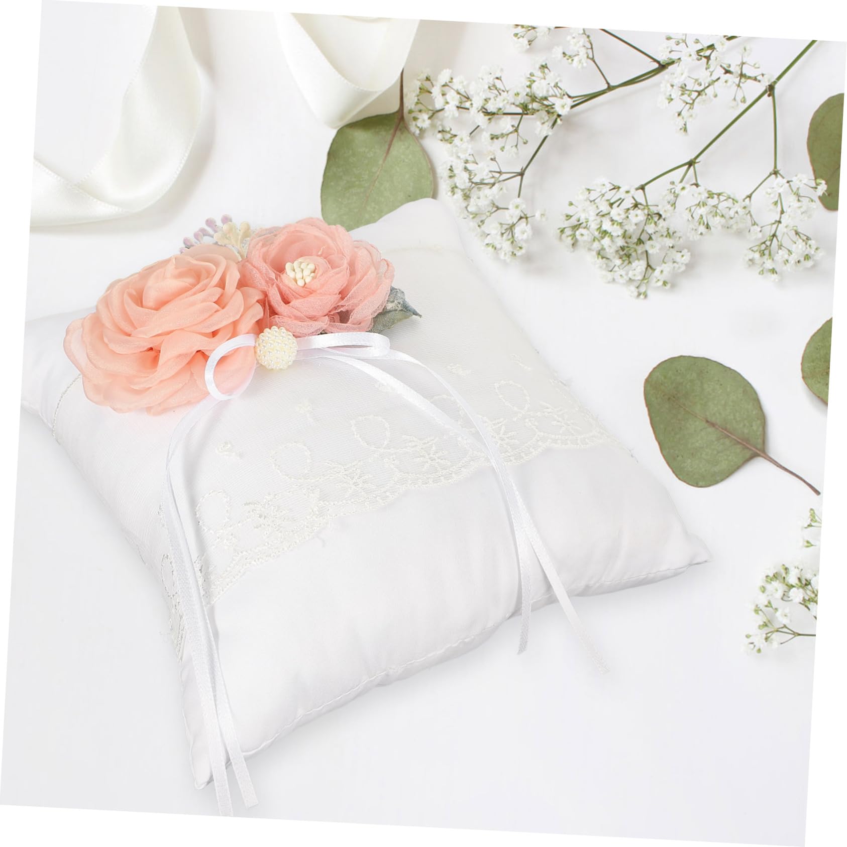 Abaodam 4pezzi Cuscino Portanello Nuziale Elegante Con Fiori Simulati Cuscino Per Anelli Da Cerimonia Decorazione Romantica Per Fidanzamento e Matrimonio Portatile e Leggero Accessorio