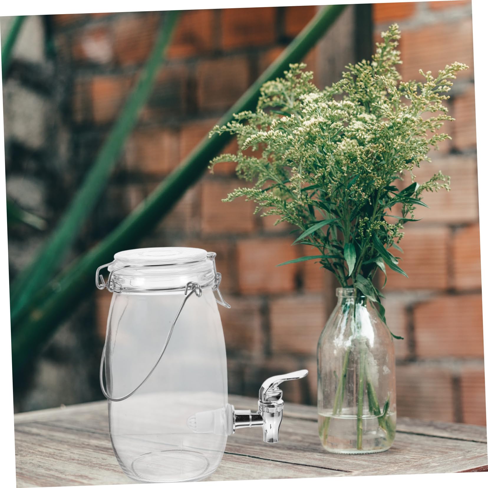 Distributeur de Boissons et Couvercle en Verre 1,5 L avec Robinet
