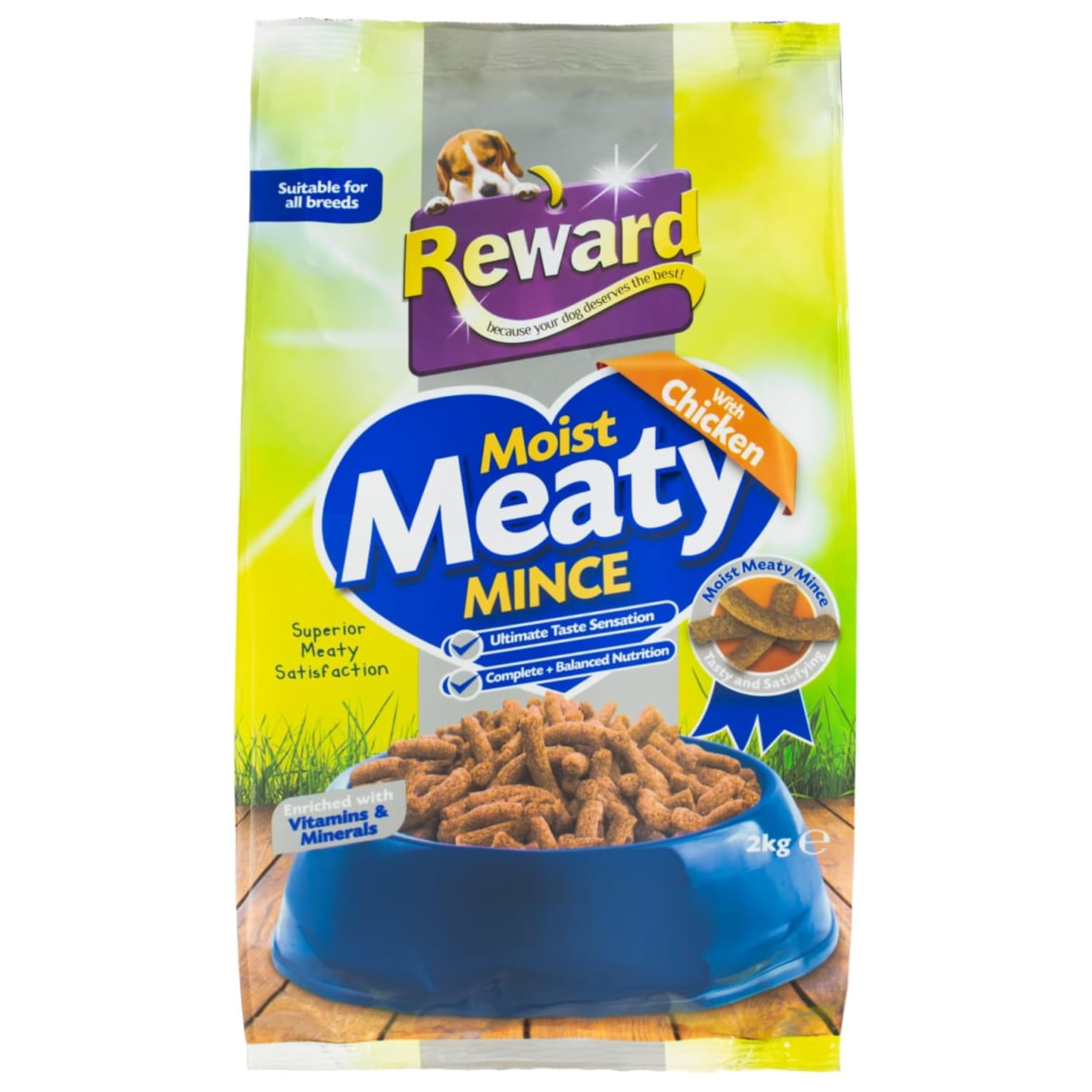 Reward Moist Beef Minced Adult Dog Food 3 x 2kg Each – Complete Balanced Nutrition Nutritious & Delicious Meal for Healthy, Happy Dogs (Pack of 1 Chicken)