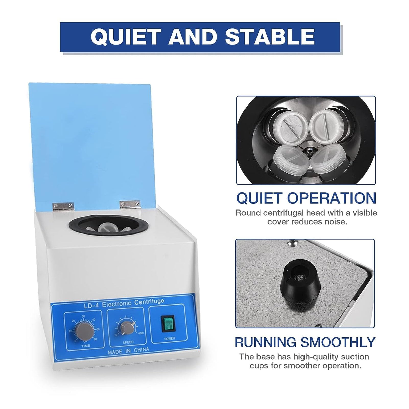 Centrífuga de Escritorio con Velocidad de 4000r/min, Fuerza Centrífuga de 2770xg, Capacidad de 100 Ml X 4 Rotores, Máquina Centrífuga de Laboratorio, Fácil Control y (Enchufe