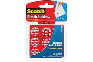 Restickable Dots, 7/8-in, 18 Count, Clear Double-Sided Mounting Pre-Cut Dots