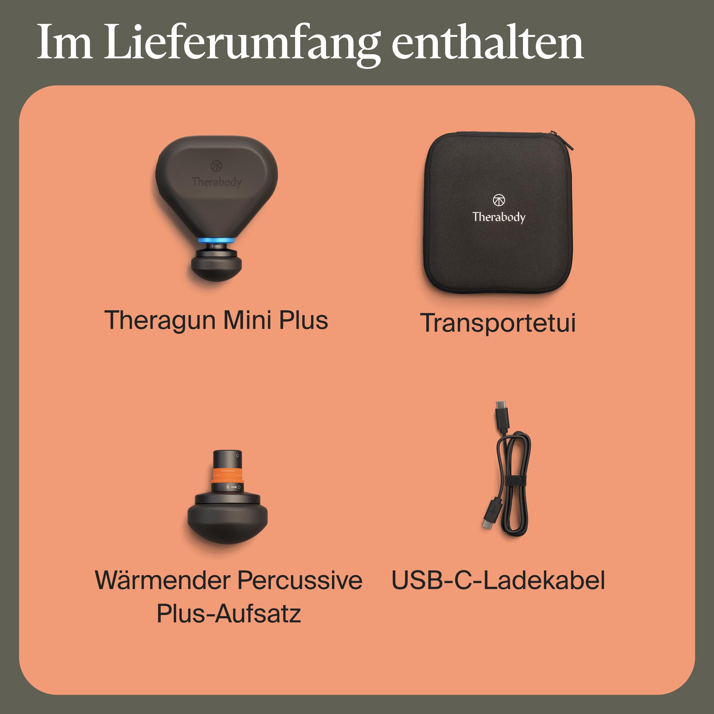 Therabody Theragun Mini Plus Tragbare Massagepistole mit Wärme (Schwarz) | Muscle Massager Gun On-the-Go - Travel Essential for Deep Tissue Back , Neck Arm & Leg Muscle Tension Relief & Revocery