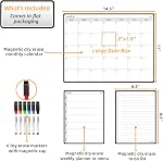 Magnetic Dry Erase Monthly Calendar Whiteboard Set for Fridge -One Monthly Planner and Two Bonus Dry Erase Grocery Board & Weekly Menu Board- Meal Planner Whiteboard/to-Do List -6 Markers Included!