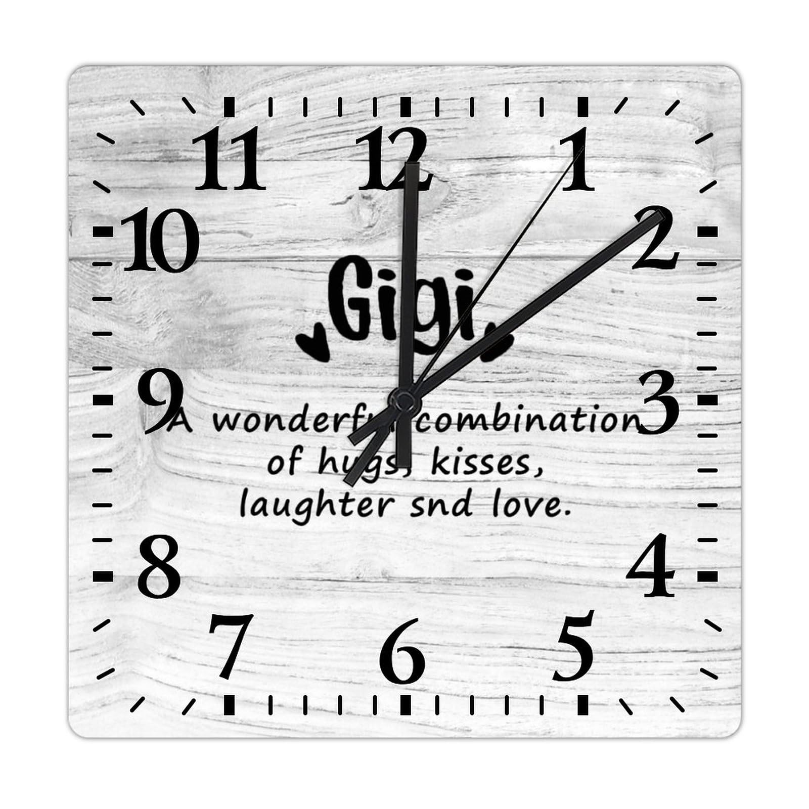Mighun PVC Clock Gigi Gifts for Grandma Wall Clock Quote Silent Non-Ticking Battery Operated Home Square Clock for Kitchen Dining Room Birthday Gift 12 Inch