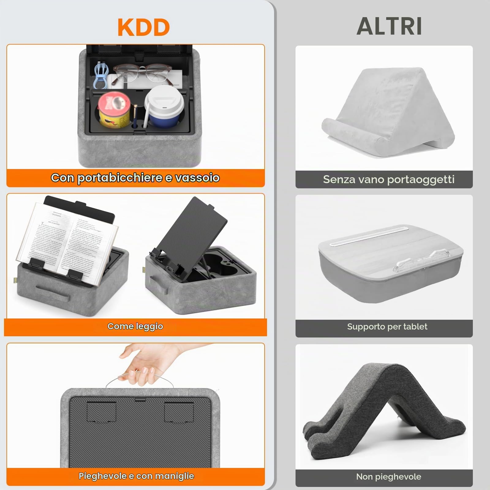 KDD Cuscino Porta-tablet 5 in 1 Pieghevole