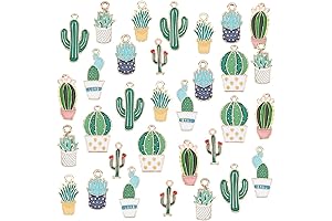 PH PandaHall 48pcs Cactus Croc Charms