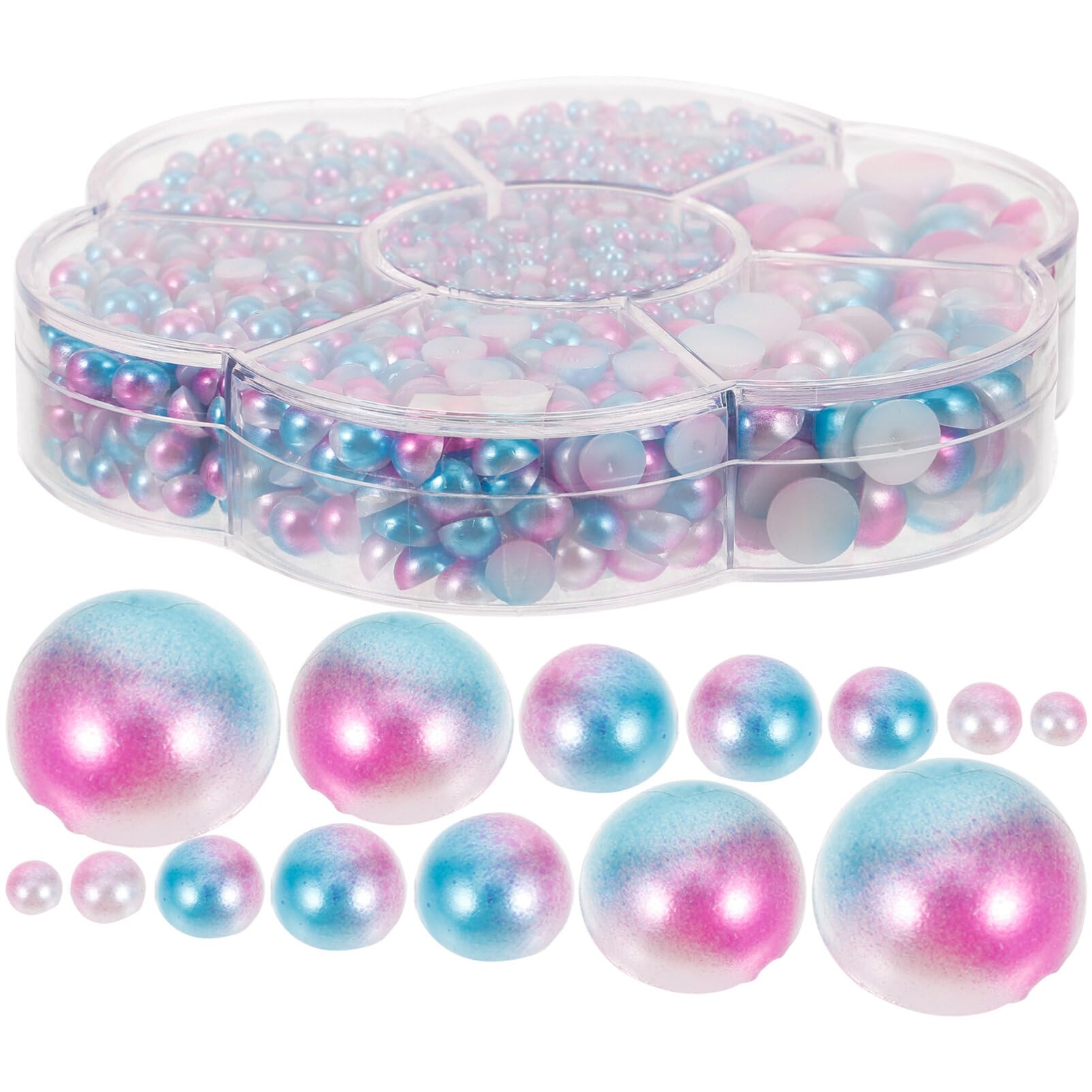 POPETPOP 1 Box Half Round Nail Art Pearls Flat-Back Pearl Nail Charms Colored Nail Pearls for Home DIY Nails Body Face Craft and Salon Use