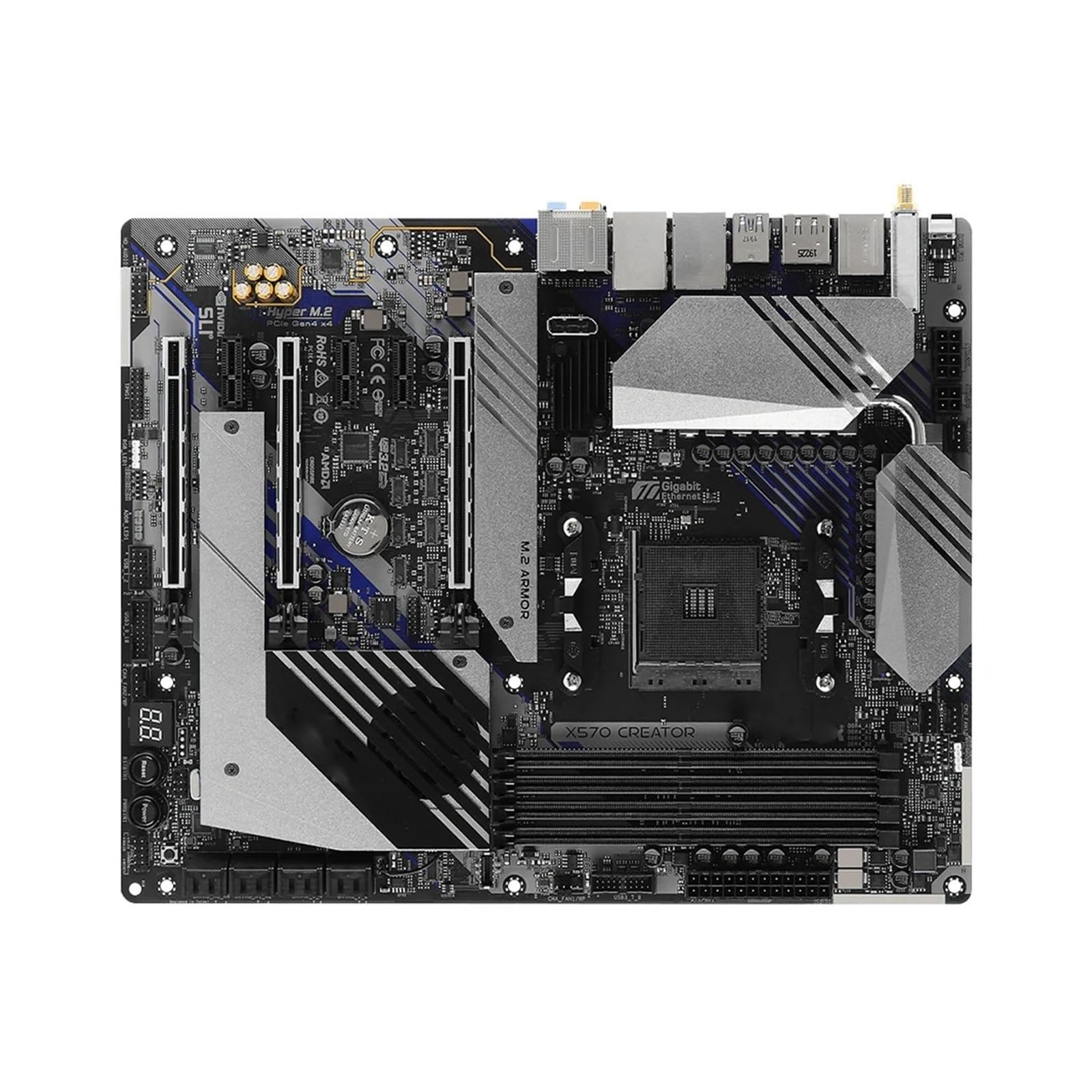 Carte Mere Carte mère Fit for ASRock X570 Creator Compatible avec processeurs 5600G, 5600X, 5700X3D, 5800X3D, 5950X, DDR4 4666 MHz, M.2, HDMI, ATX, AM4
