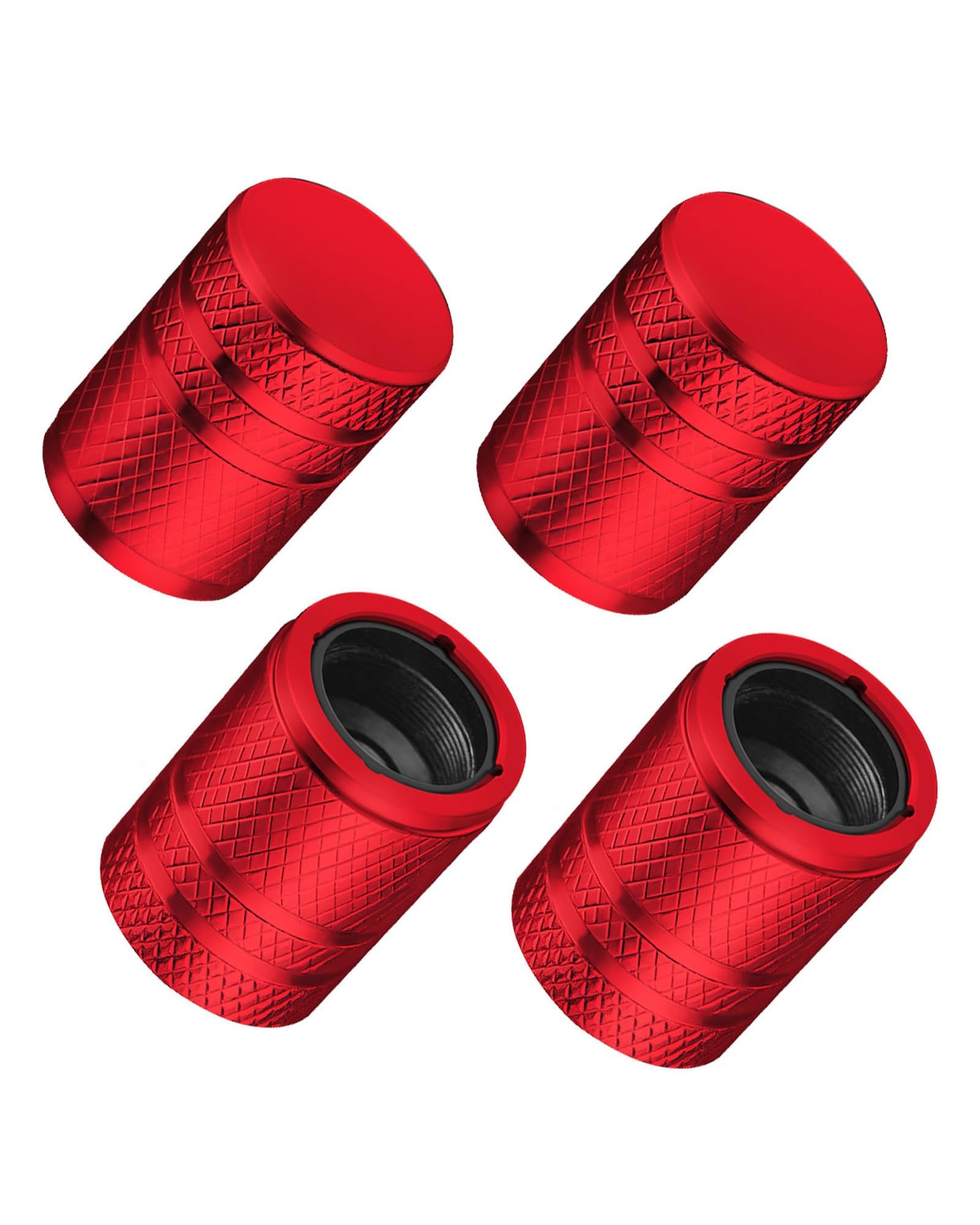 QIZUN 4 pcs Tyre Valve Stem Caps for Skoda KAROQ Baujahr 2017-2026, Aluminium Alloy Leak-proof Wheel Dust Covers Durable Air Valve Protectors Auto Rim Accessories,Red