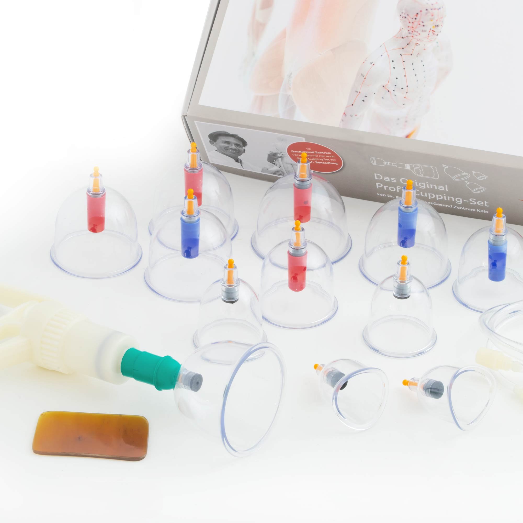 Profi Schröpfglas-Set - Schröpfgläser mit Vakuumpumpe - hochwertiges medizinisches Schröpfen + Therapiemagneten - Cupping-Set gegen Verspannungen & Cellulite. Faszienverspannungen,