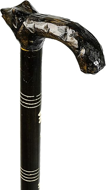 Master Of Trading Stunning WOLF hand CARVED wooden WALKING STICK. 100% hand crafted, artisian cane, crook (3 COLORS!)