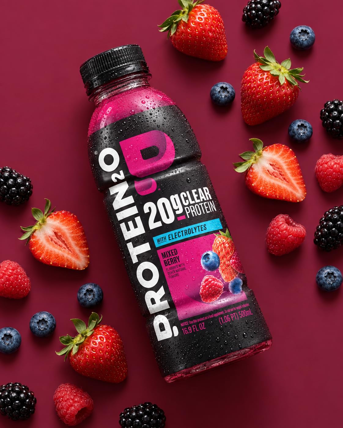 Protein2o Hydration Drink - 2-in-1 Liquid Clear Whey Protein Isolate and Electrolyte Drink - 20g Protein, Vitamins B5, B6 - Post-Workout Recovery - 16.9 Fl Oz - 12 Count Mixed Berry — Amazon image 2