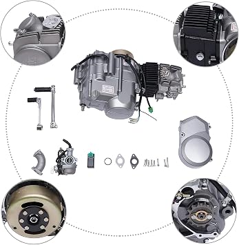 4-Stroke 125CC Motor Engine Pit Dirt Bike ATV Quad Kit, Single Cylinder CDI Air-Cooled Manual Clutch Pit Dirt Bike ATV Motor Engine Complete Kit forHonda CRF50 CRF70 XR50 XR70 Z50 Z50R